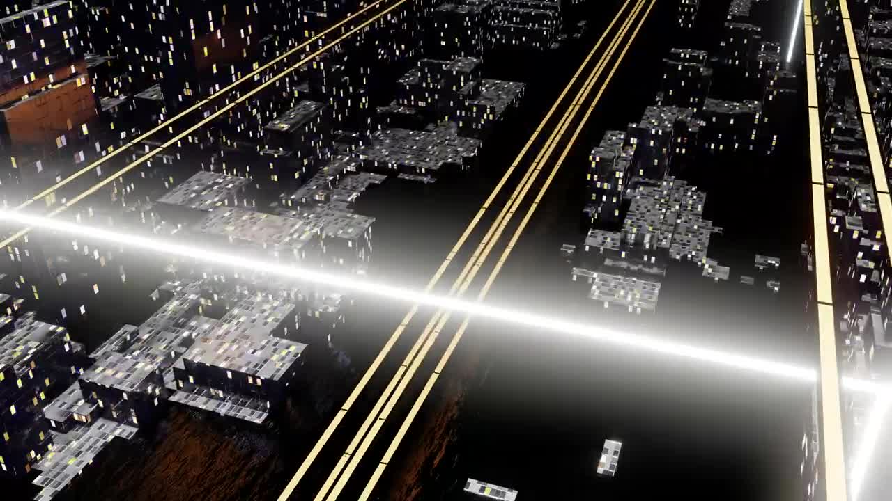 Stock Video Flying Over A Cyberpunk City Live Wallpaper For PC