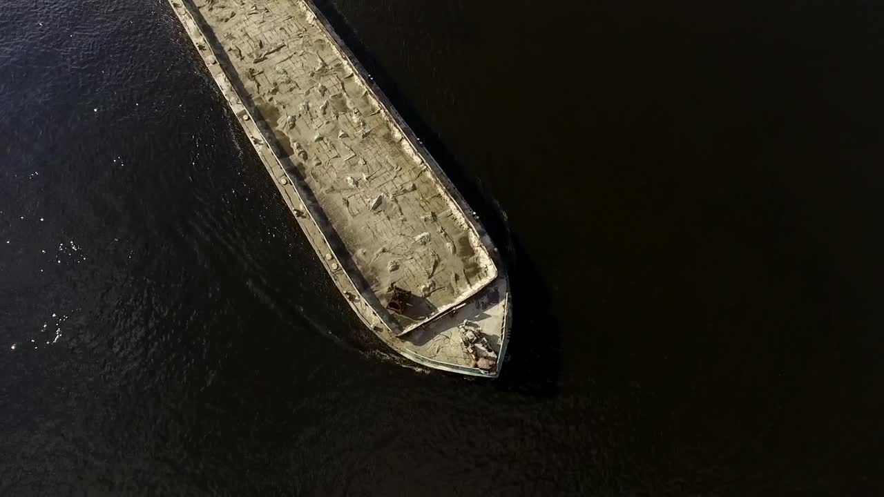 Stock Video Flying Over A Cargo Ship In The River Live Wallpaper For PC