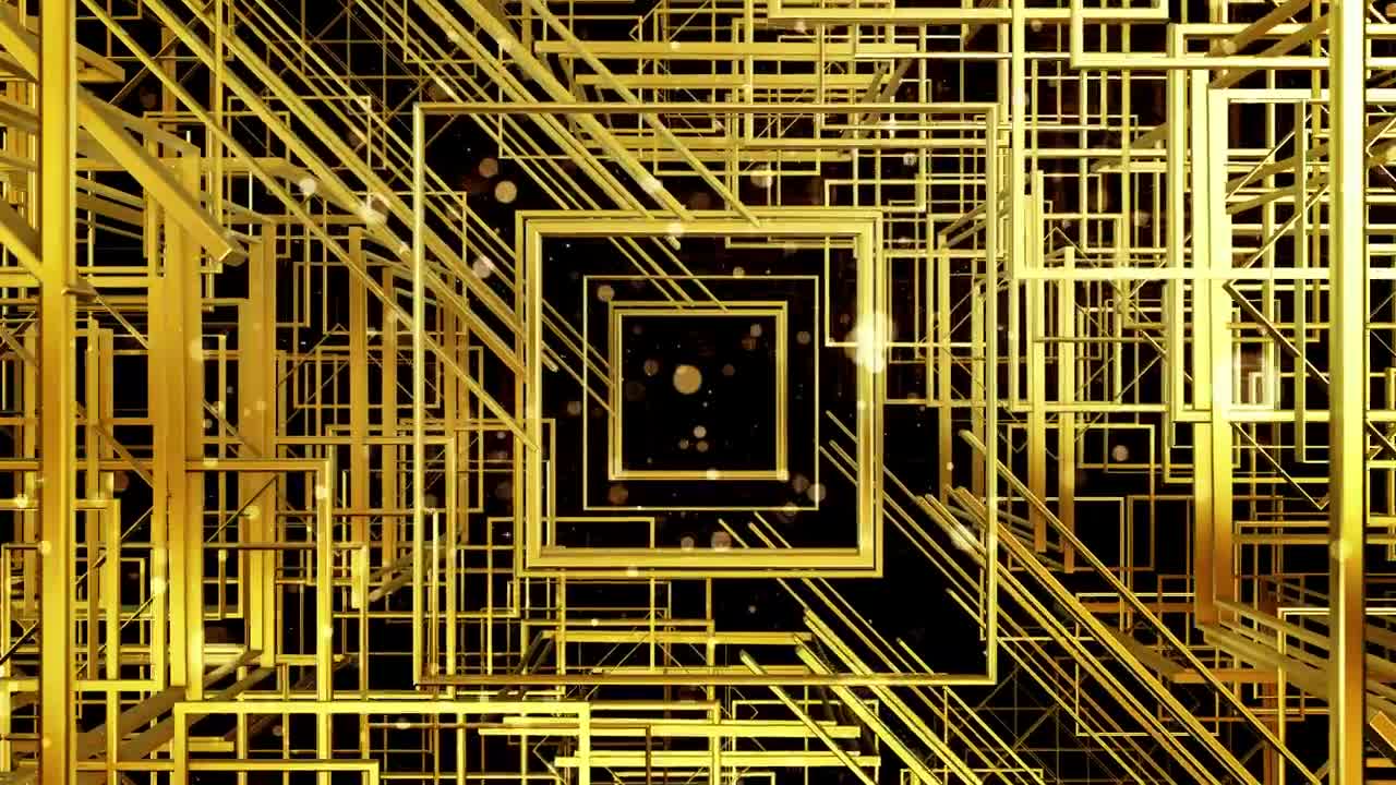 Stock Video Flying Between Golden Squares D Render Live Wallpaper For PC