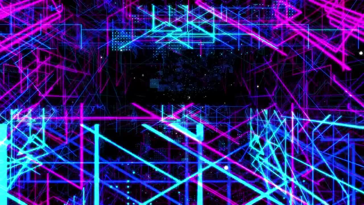Stock Video Flying Between Abstract Neon Light Frames Live Wallpaper For PC