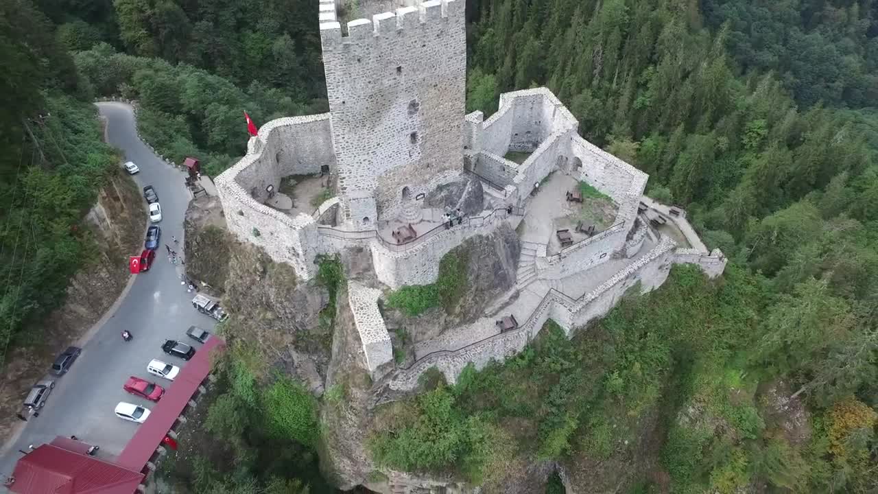 Stock Video Flying Away From The Medieval Castle In The Middle Of Live Wallpaper For PC