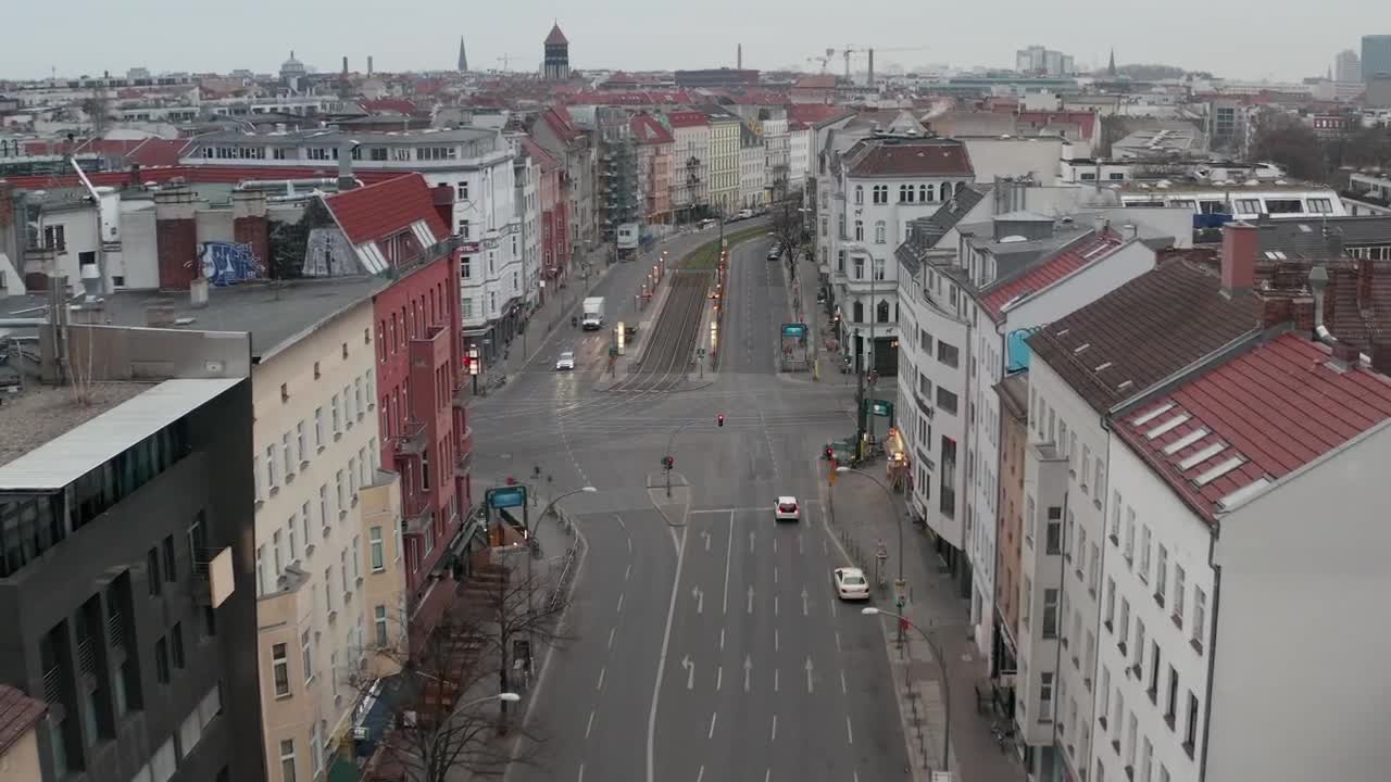 Stock Video Flying An Almost Empty Avenue Of A European City Live Wallpaper For PC