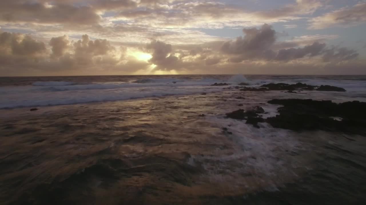 Stock Video Flying Above Waves At Sunset Live Wallpaper For PC