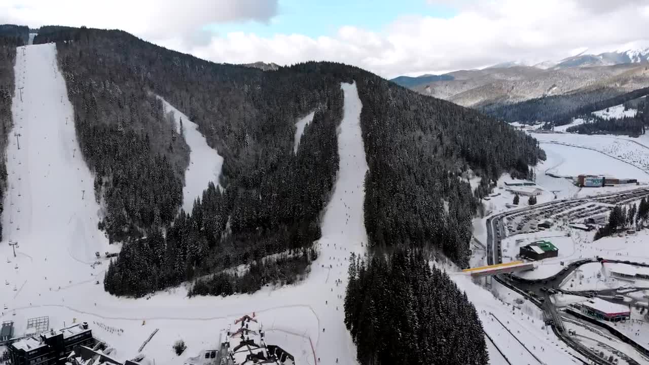 Stock Video Flying Above The Ski Practice Mountain Live Wallpaper For PC