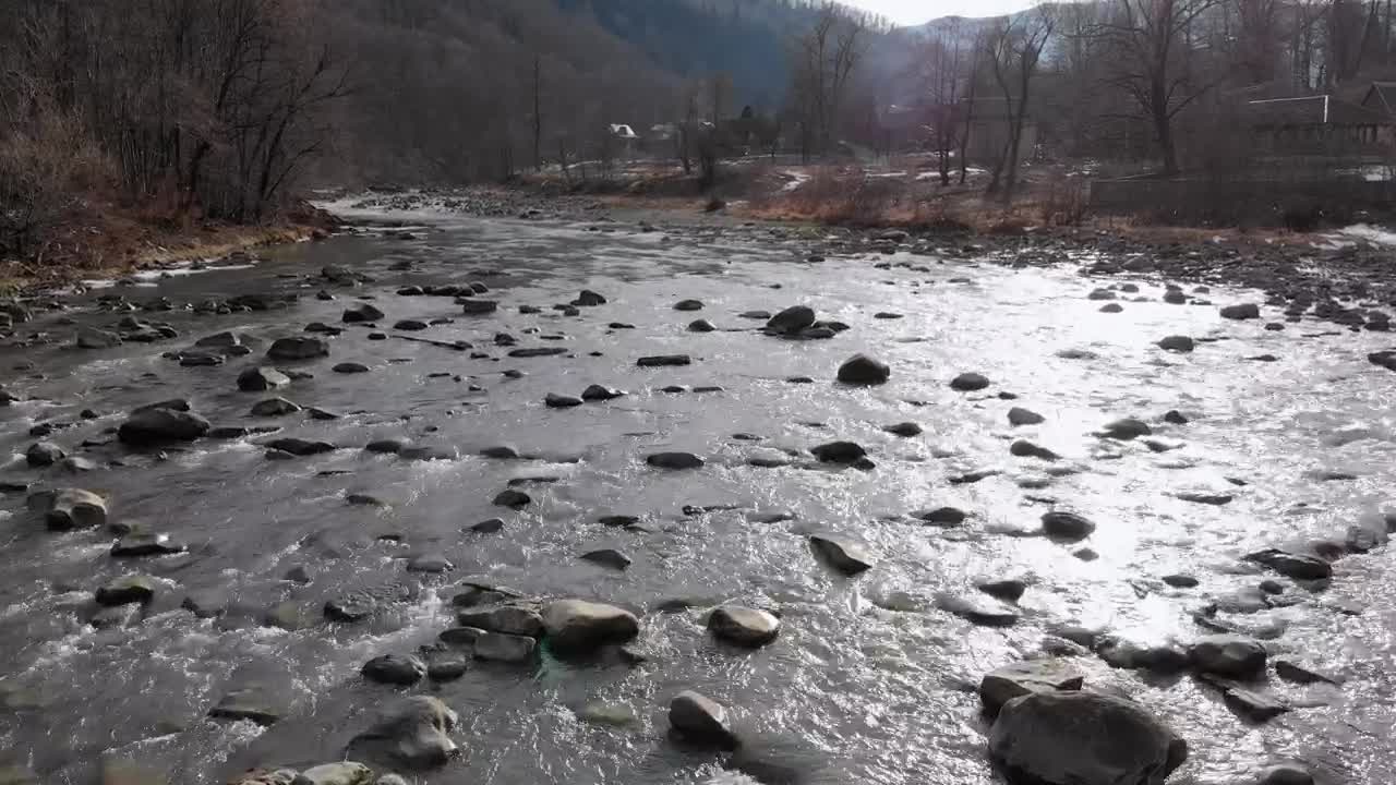 Stock Video Flying Above A Mountain River Live Wallpaper For PC