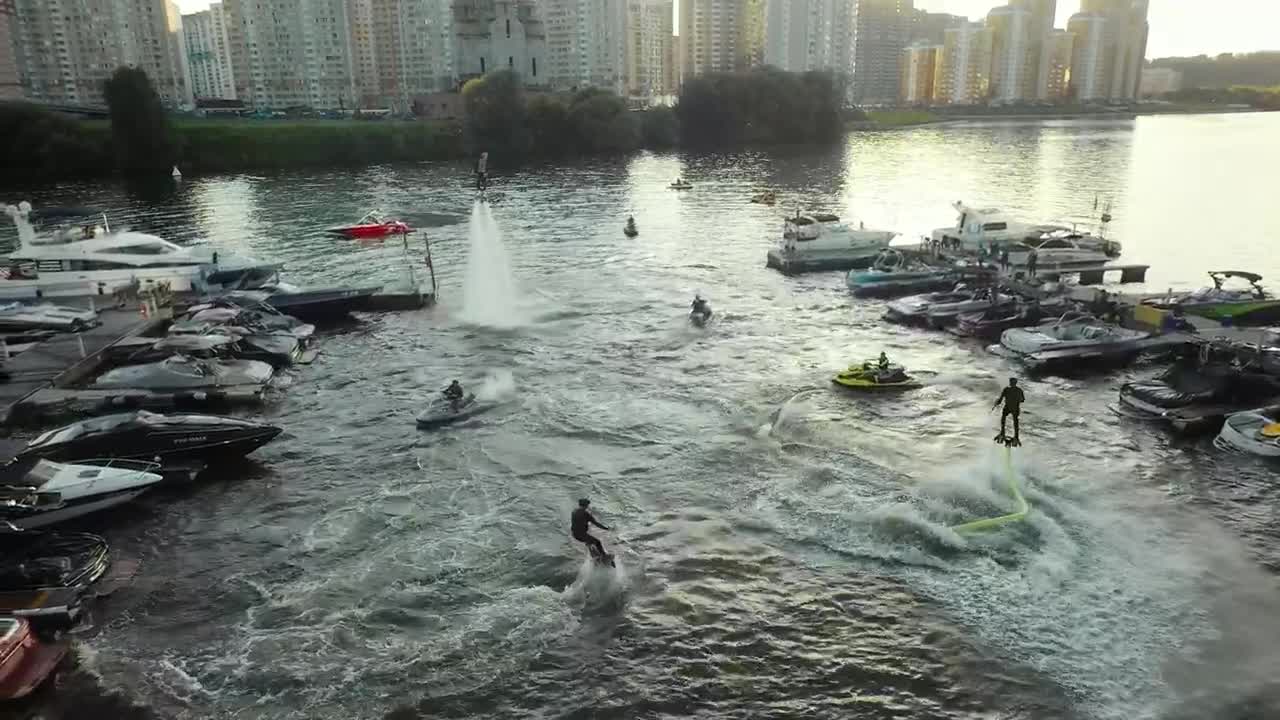 Stock Video Flyboards And Jet Skis In The Harbor Live Wallpaper For PC
