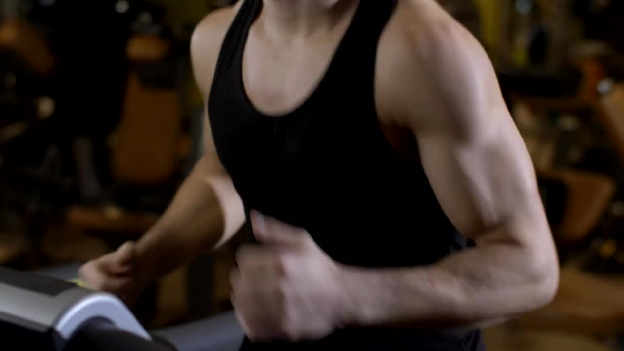 Stock Video Fitness Man Doing Warm Up On The Treadmill Live Wallpaper For PC