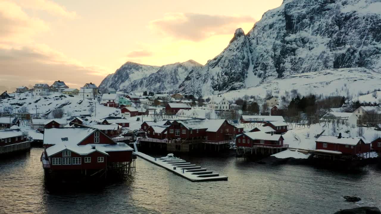 Stock Video Fishing Town Village Covered In Snow In The Sunset Live Wallpaper For PC