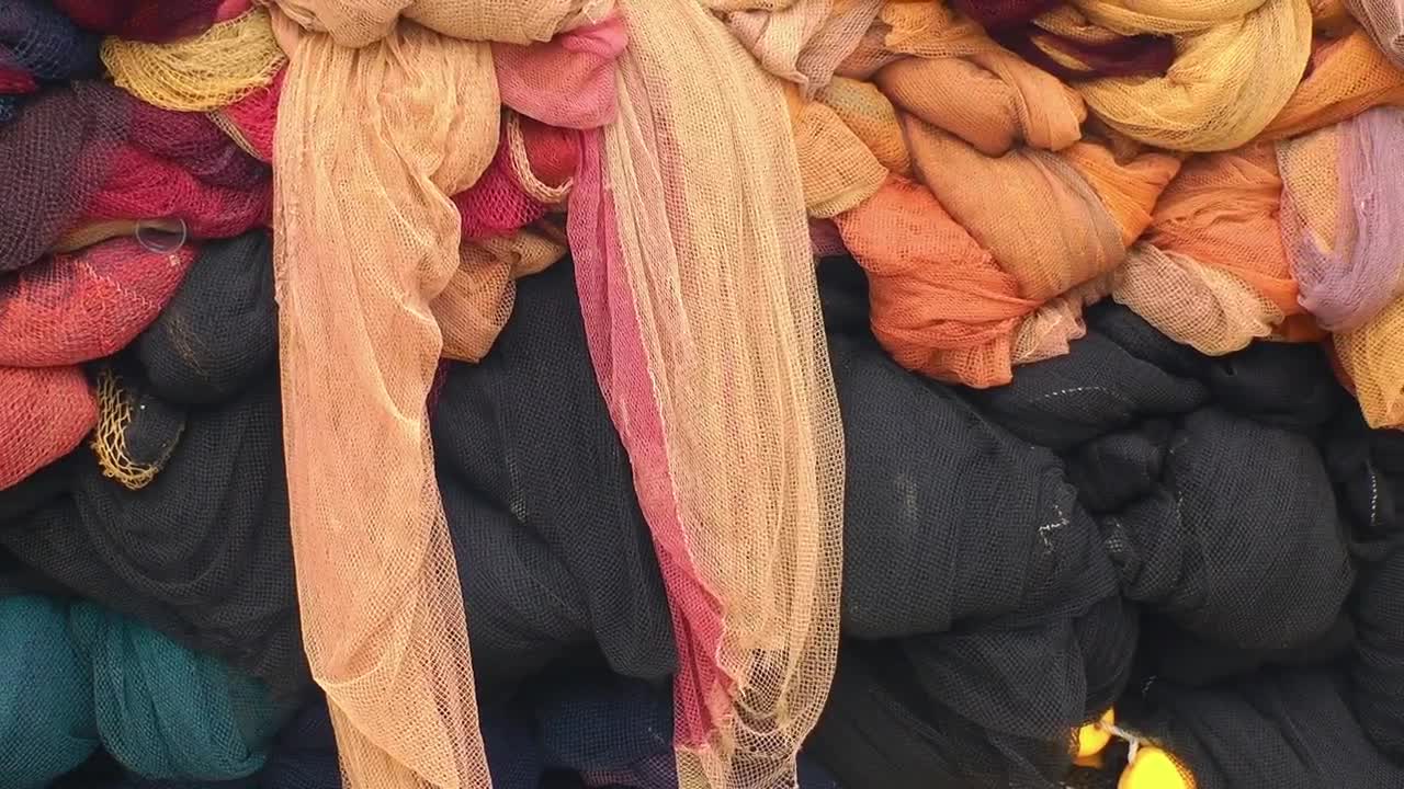 Stock Video Fishing Nets Stacked On The Deck Of The Boat Live Wallpaper For PC