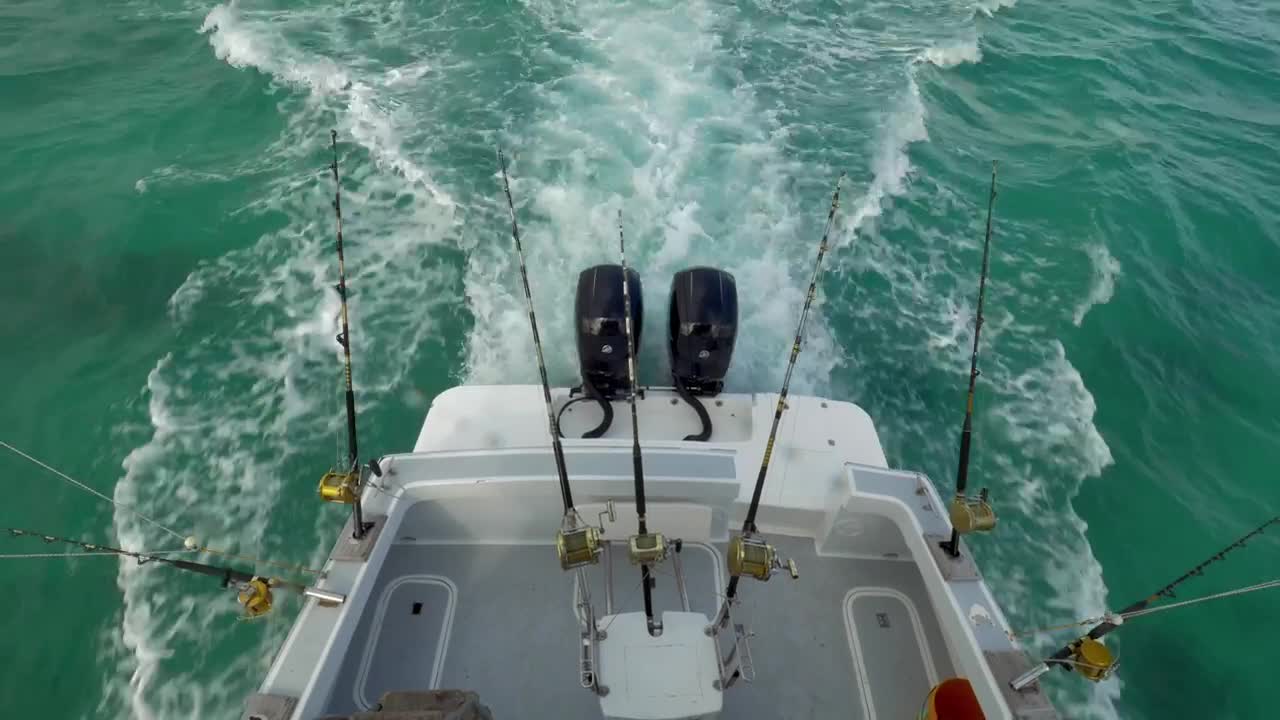 Stock Video Fishing Lines On The Back Of A Boat Live Wallpaper For PC
