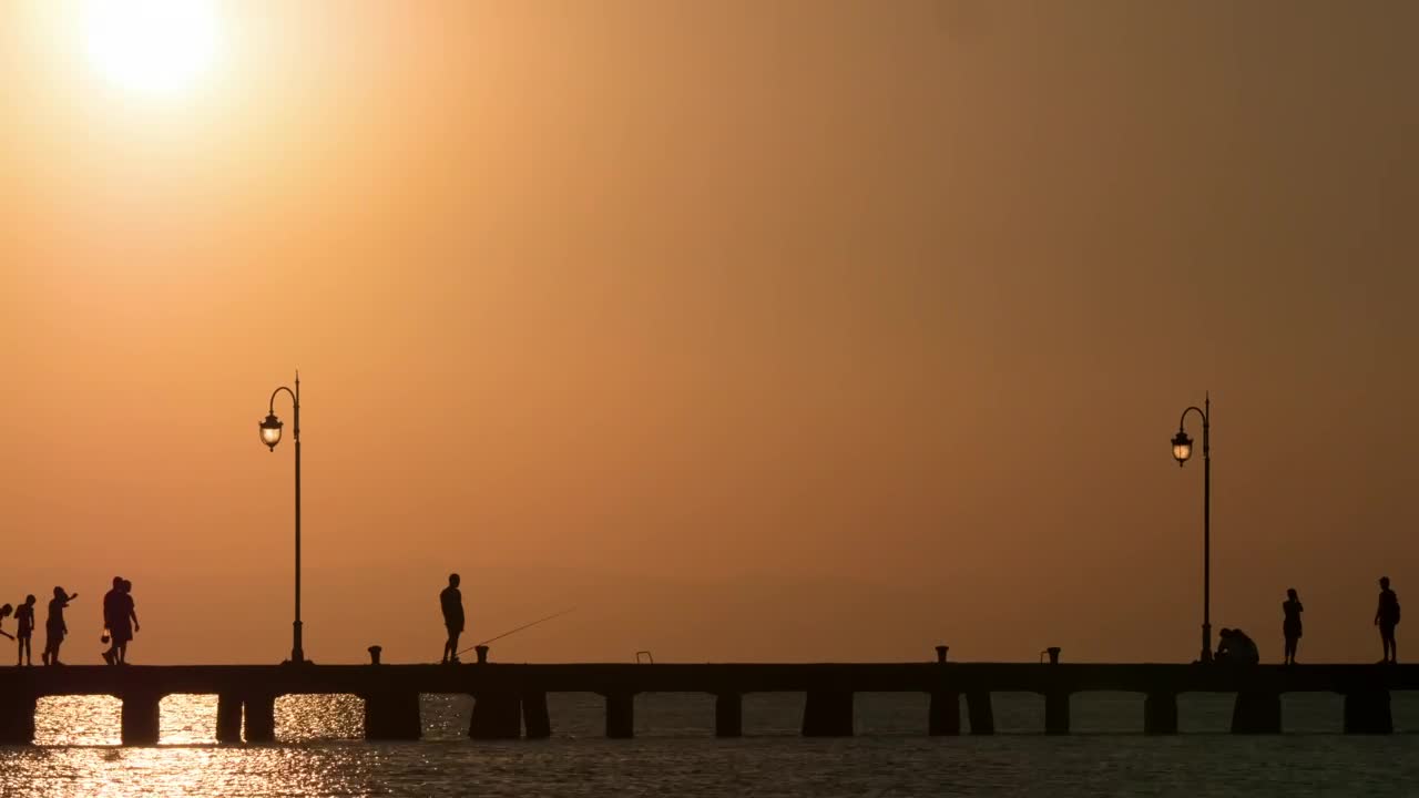 Stock Video Fishing From A Pier At Sunset Live Wallpaper For PC