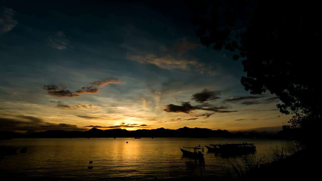 Stock Video Fishing Boats Silhouetted During Sunrise Live Wallpaper For PC