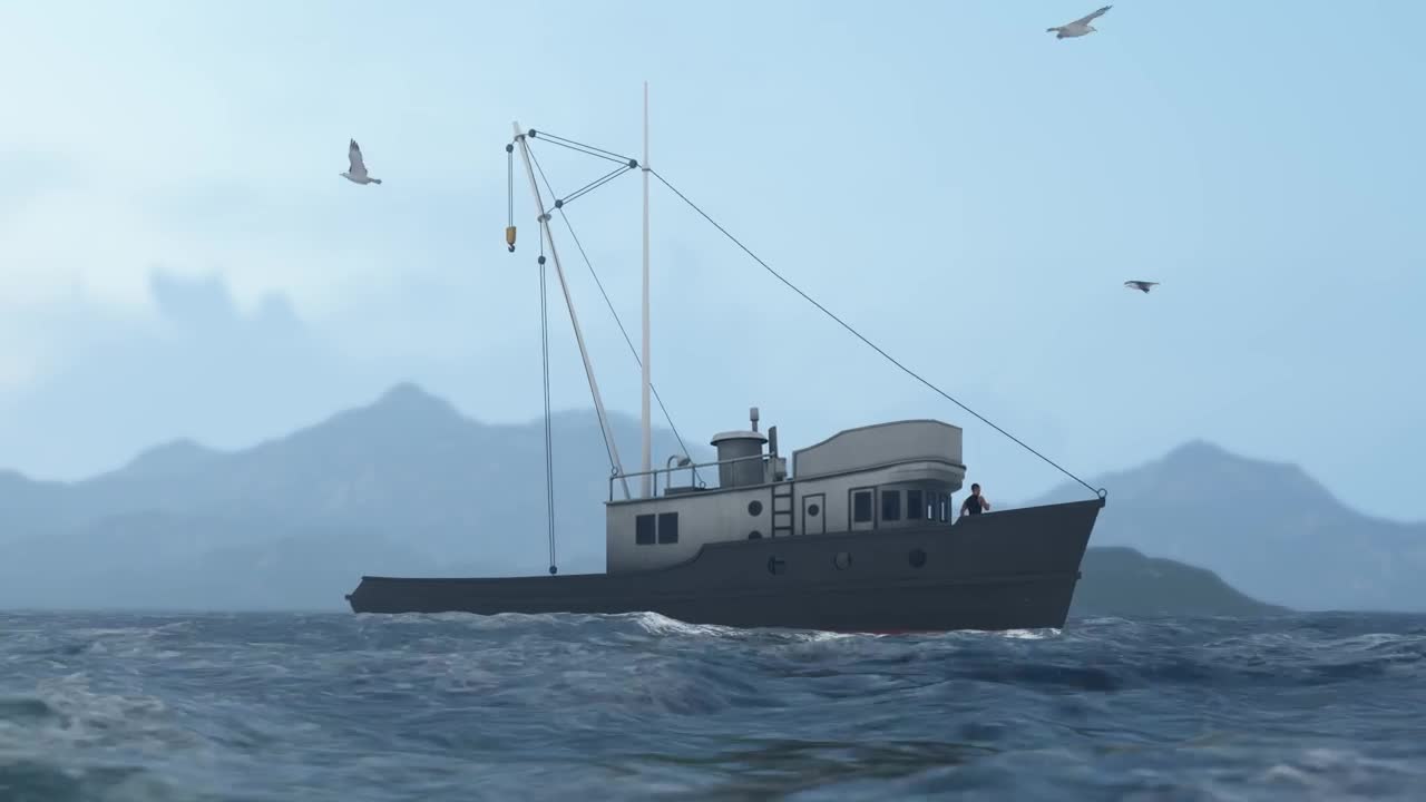 Stock Video Fishing Boat In The Sea D Animation Live Wallpaper For PC