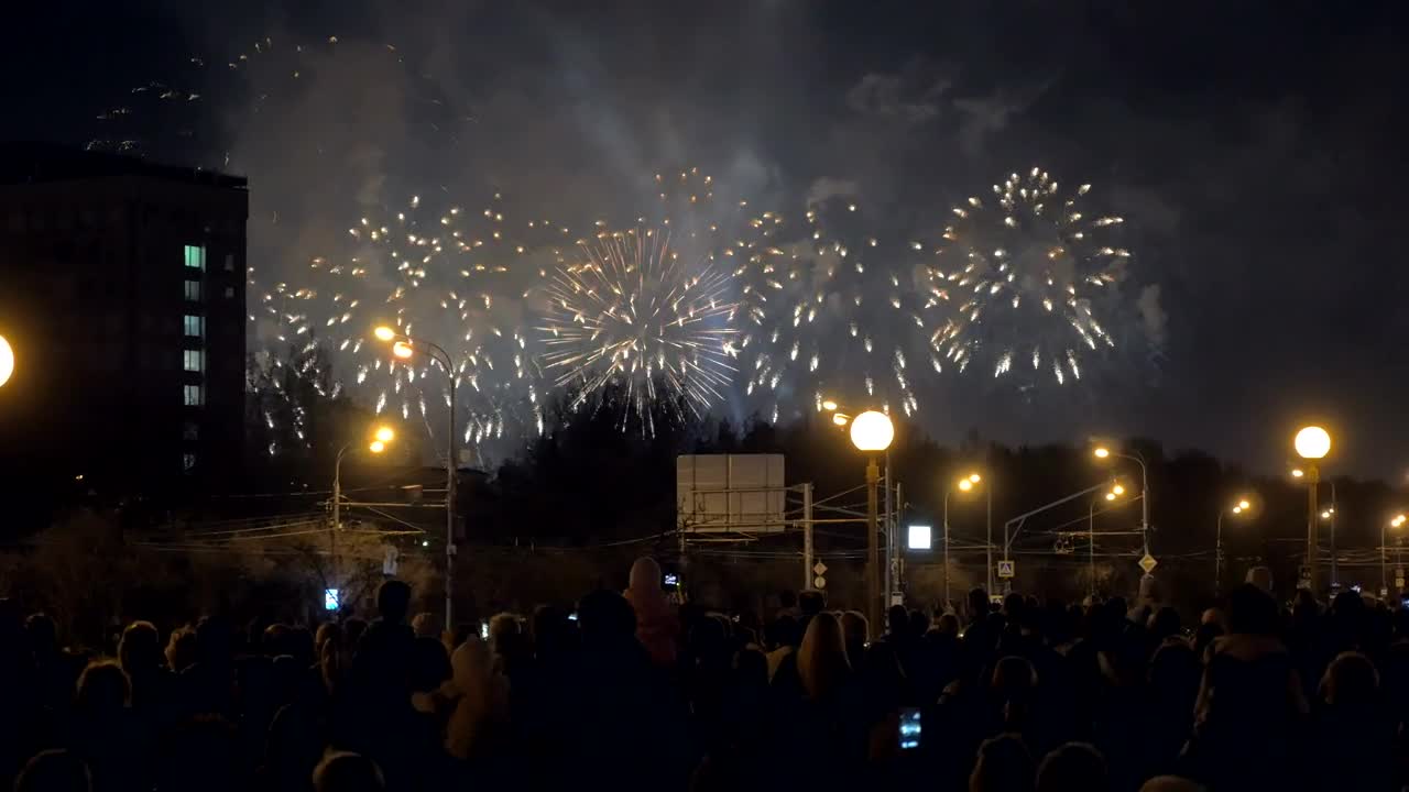 Stock Video Fireworks Over A City Street Live Wallpaper For PC