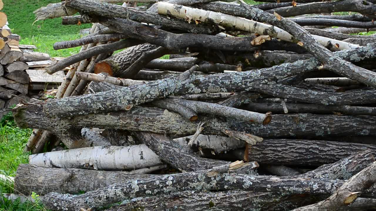 Stock Video Firewood Stacked In A Field Live Wallpaper For PC