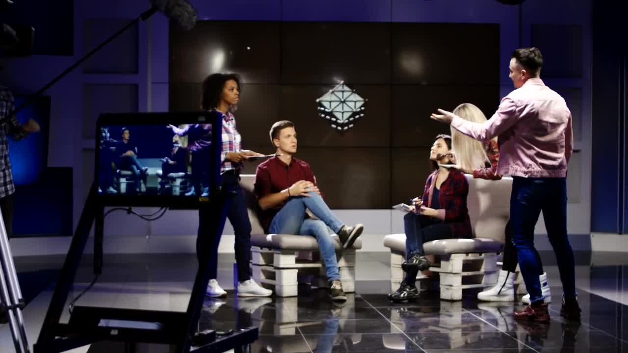 Stock Video Film Crew Preparing Show For Tv Live Wallpaper For PC