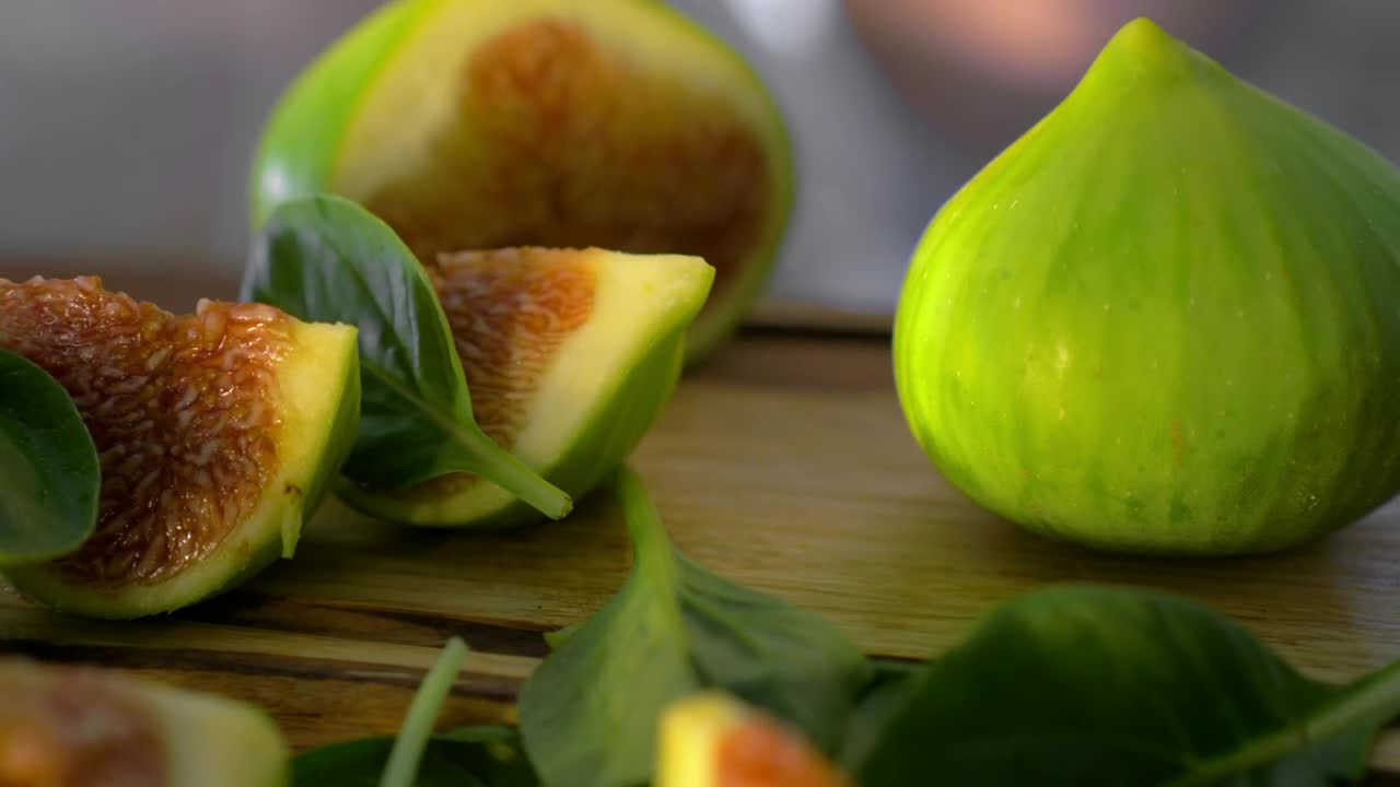 Stock Video Figs And Basil Leaves On A Table Live Wallpaper For PC