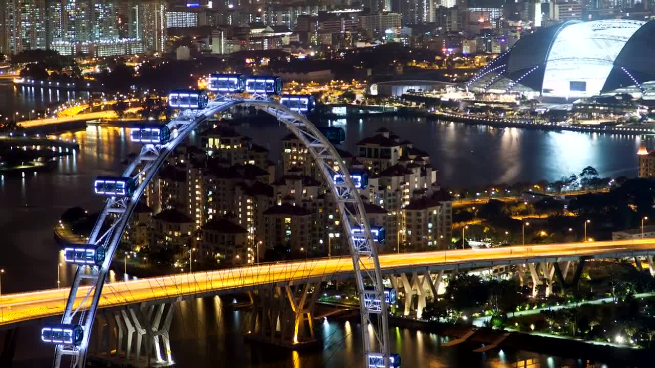 Stock Video Ferris Wheel And The Singapore City Scape Live Wallpaper For PC
