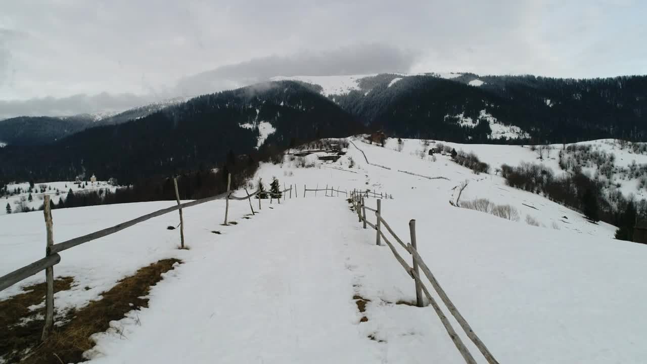 Stock Video Fenced Path In The Snowy Mountains Live Wallpaper For PC