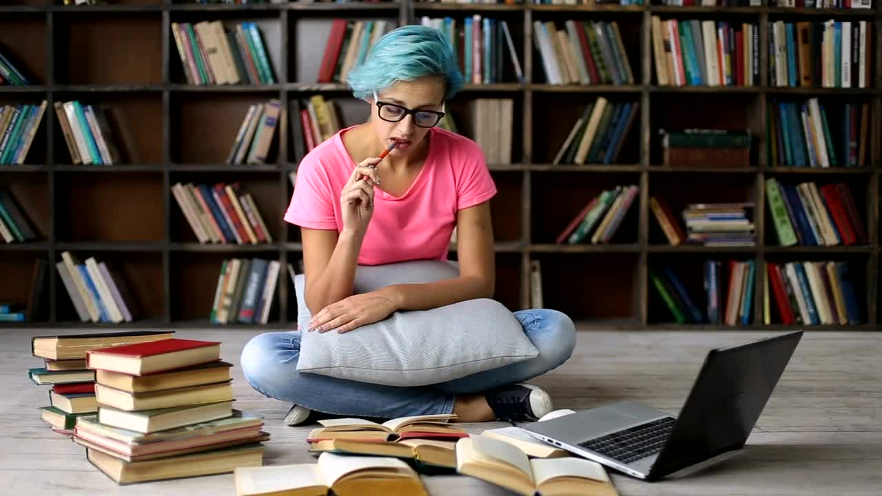 Stock Video Female Student In The Library Live Wallpaper For PC