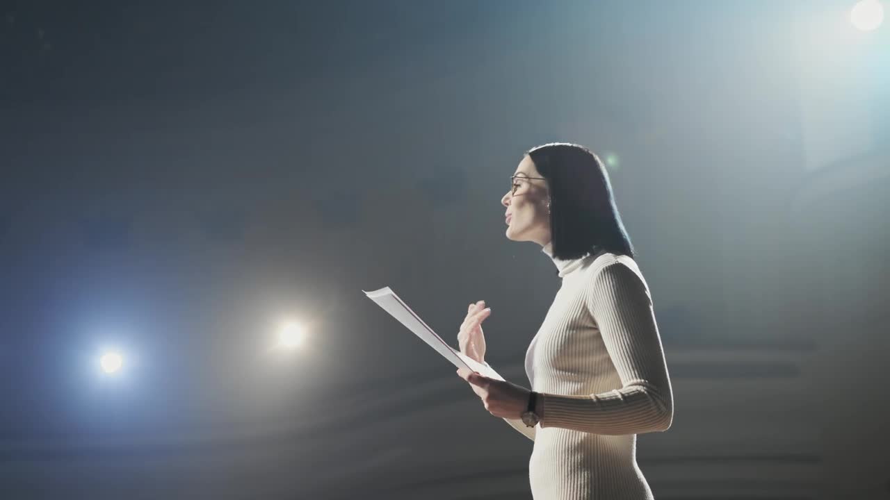 Stock Video Female Speaker Giving A Conference Live Wallpaper For PC