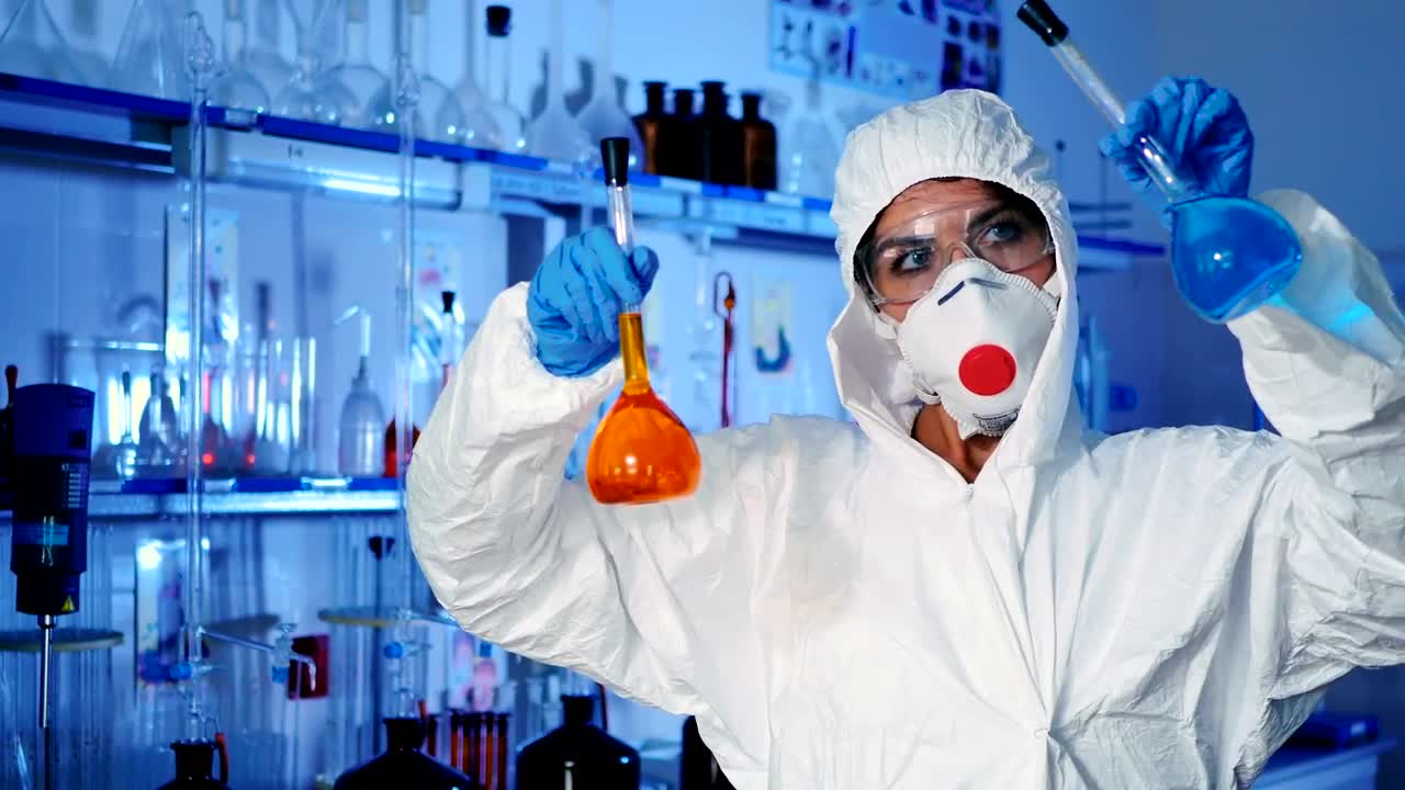 Stock Video Female Scientist Analyzes Different Substances Live Wallpaper For PC