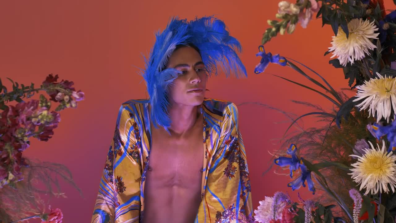 Stock Video Female Gay Man Surrounded By Many Flowers Live Wallpaper For PC