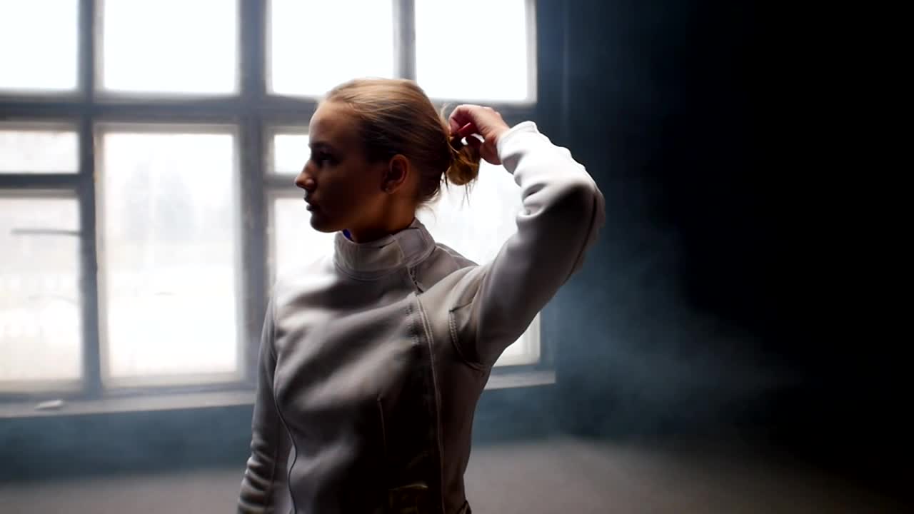 Stock Video Female Fencer After Training Live Wallpaper For PC