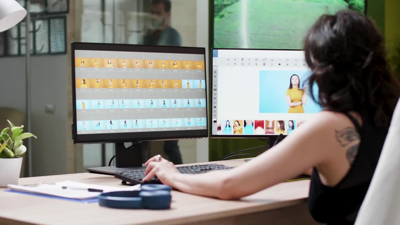 Stock Video Female Editor Working On A Video Live Wallpaper For PC