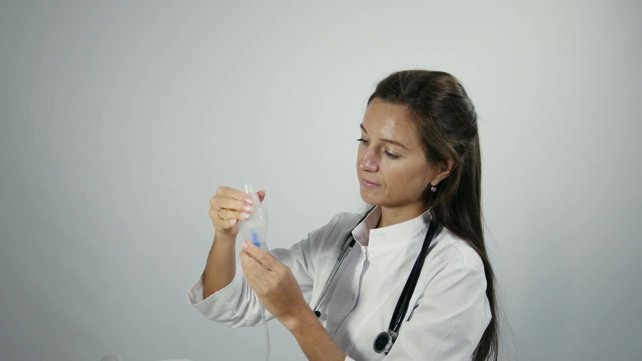 Stock Video Female Doctor Testing An Inhaler Live Wallpaper For PC