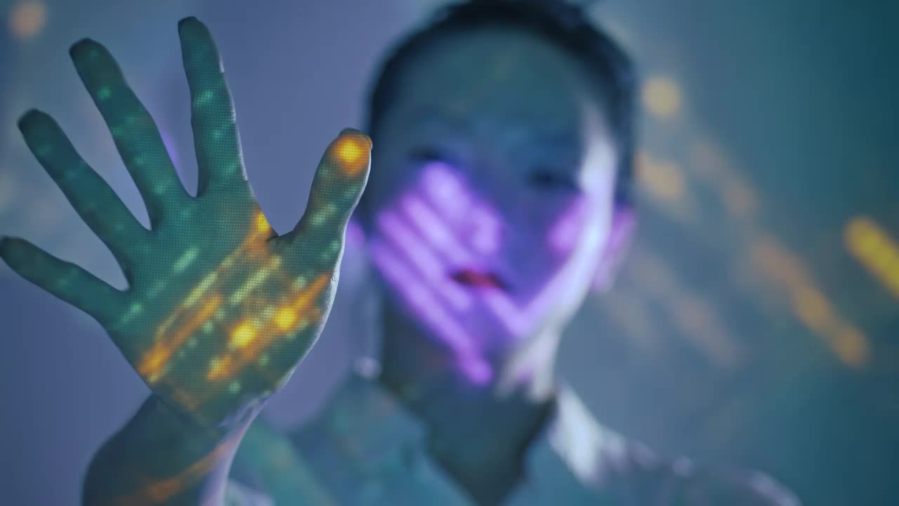 Stock Video Female Cyborg Moving Her Hand Live Wallpaper For PC