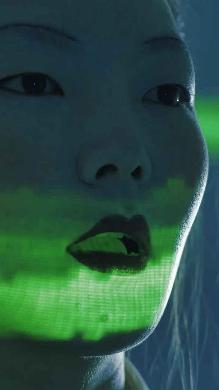 Stock Video Female Cyborg Model While Talking Live Wallpaper For PC