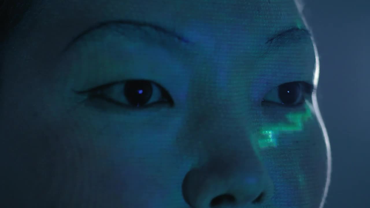 Stock Video Female Cyborg Looking To Something Live Wallpaper For PC