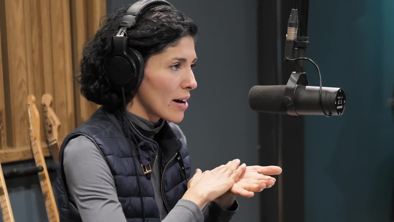 Stock Video Female Broadcaster Speaking To The Microphone Live Wallpaper For PC