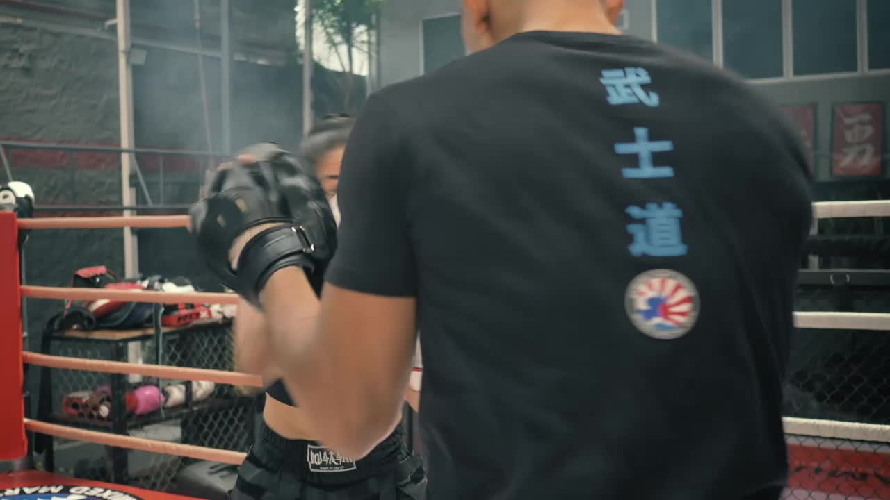 Stock Video Female Boxer Training With Her Coach Live Wallpaper For PC