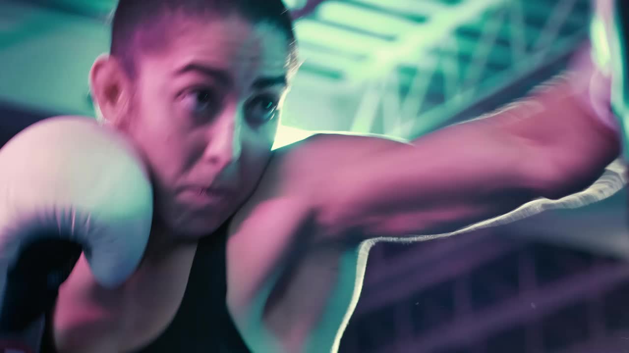 Stock Video Female Boxer Punching A Boxing Bag Live Wallpaper For PC