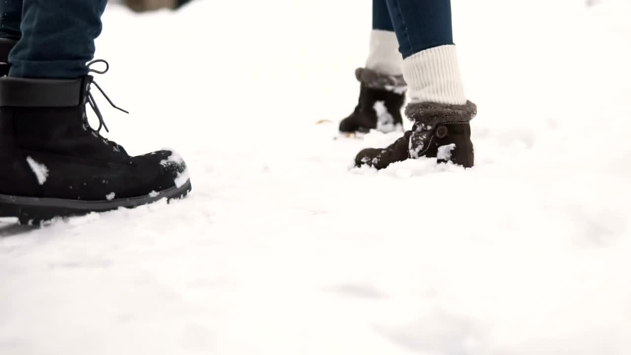 Stock Video Feet Of People Running In The Snow Tracking Shot Live Wallpaper For PC