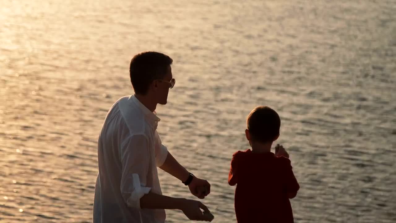Stock Video Father And Son Throwing Rocks At The Lake Live Wallpaper For PC