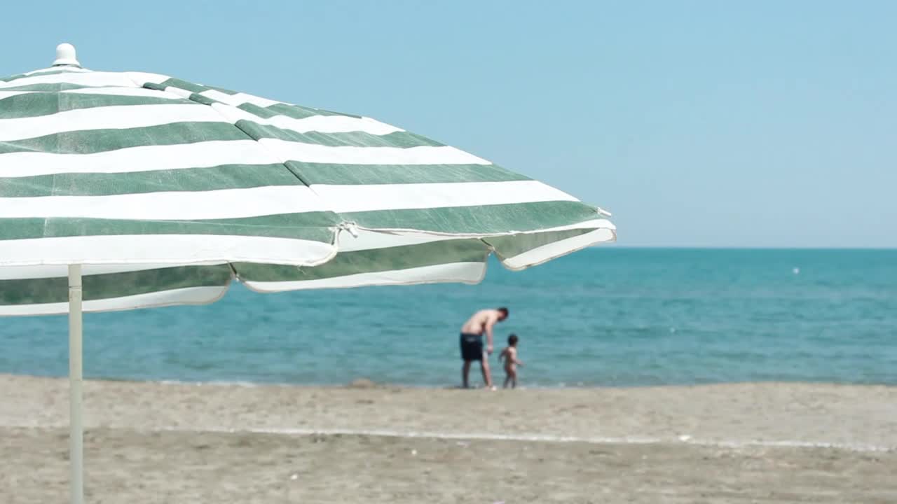 Stock Video Father And Son In The Distance On The Seashore Live Wallpaper For PC