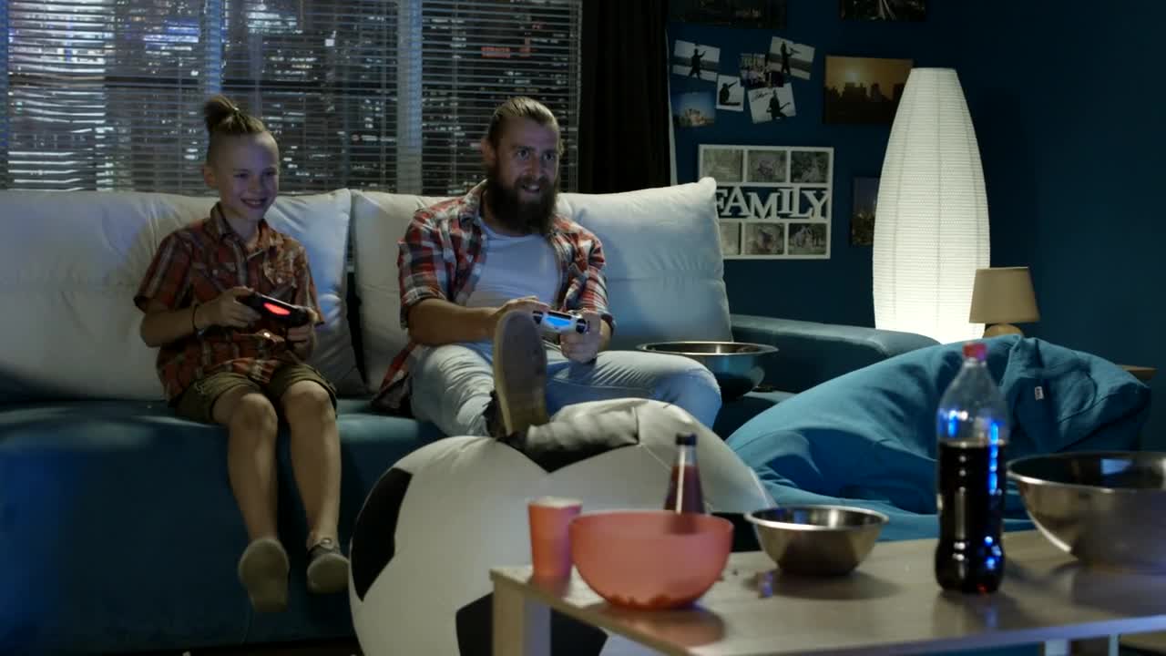 Stock Video Father And Son Having Fun Playing Video Games Live Wallpaper For PC