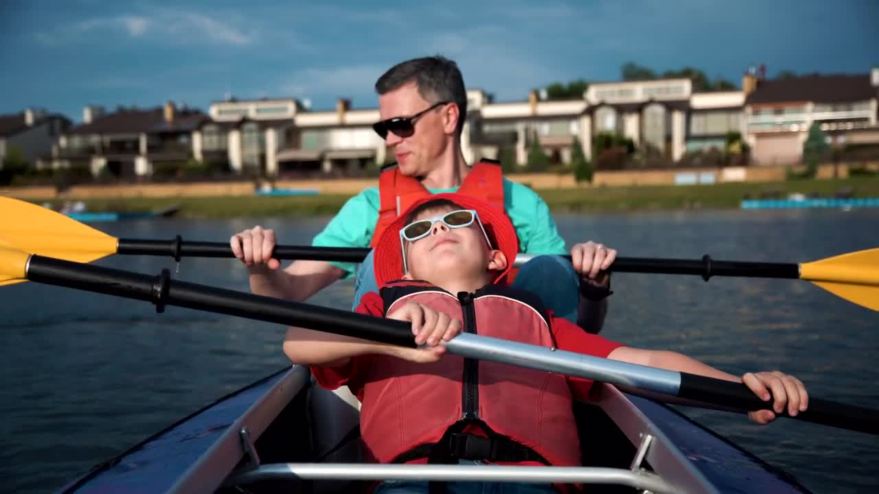 Stock Video Father And Son Doing Kayak In The Lake Live Wallpaper For PC
