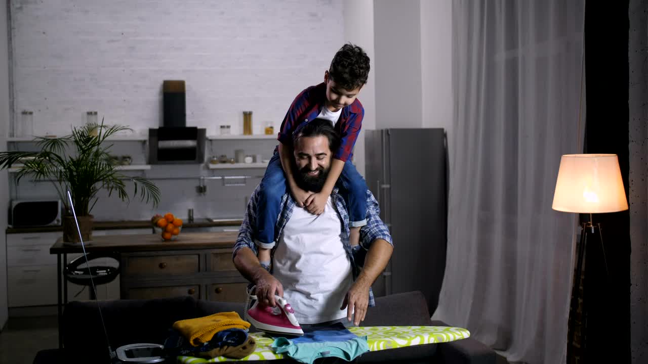 Stock Video Father And Son Doing Household Chores Live Wallpaper For PC