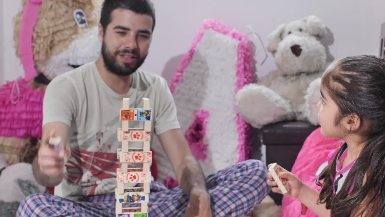 Stock Video Father And Daughter Playing Fun Making A Tower With Chips Live Wallpaper For PC