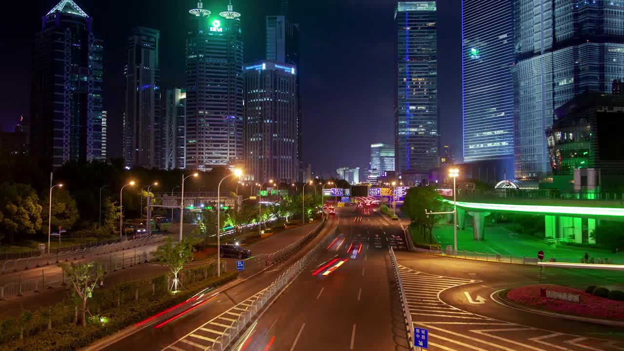 Stock Video Fast Traffic On A Shanghai Road At Night Live Wallpaper For PC
