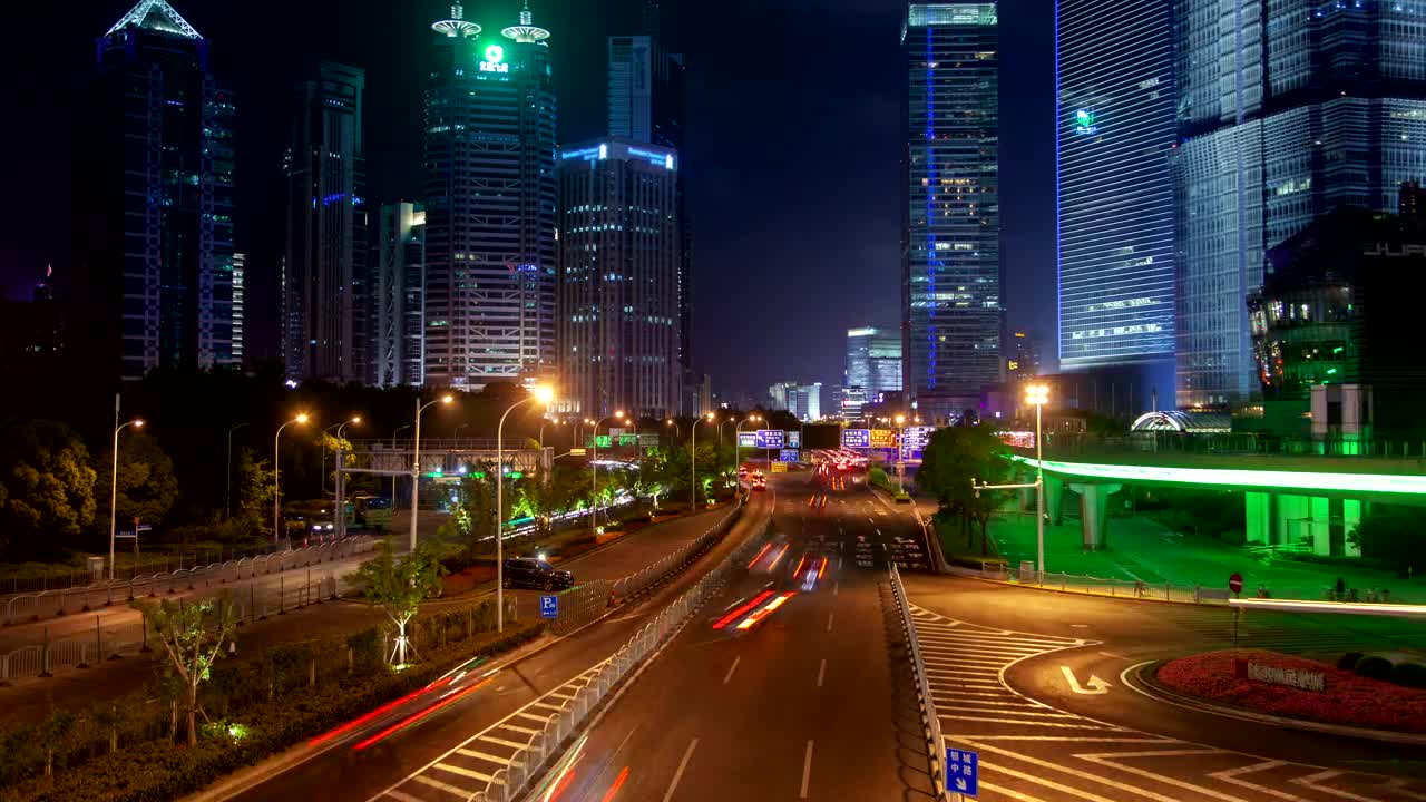 Stock Video Fast Traffic In Shanghai Highway At Night Live Wallpaper For PC