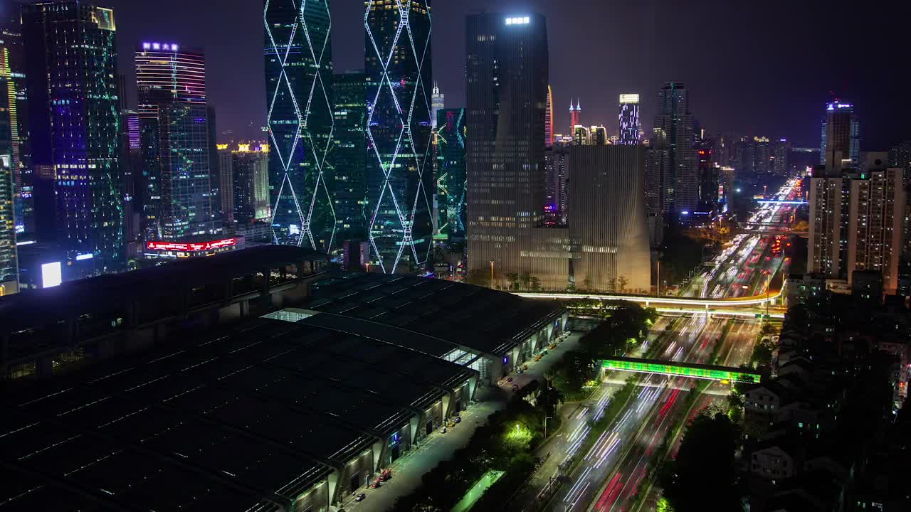 Stock Video Fast Traffic And Skyscrapers On A Shenzhen Night Live Wallpaper For PC