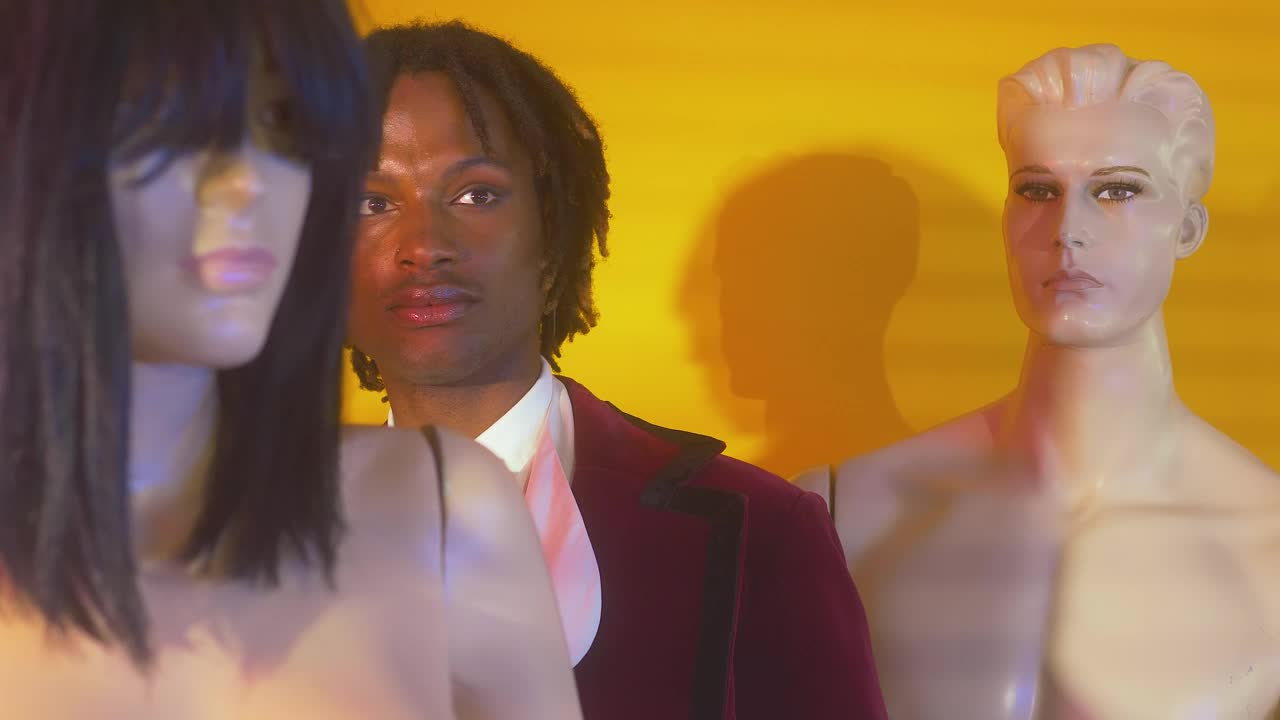 Stock Video Fashionable Man Pretending To Be A Mannequin Live Wallpaper For PC