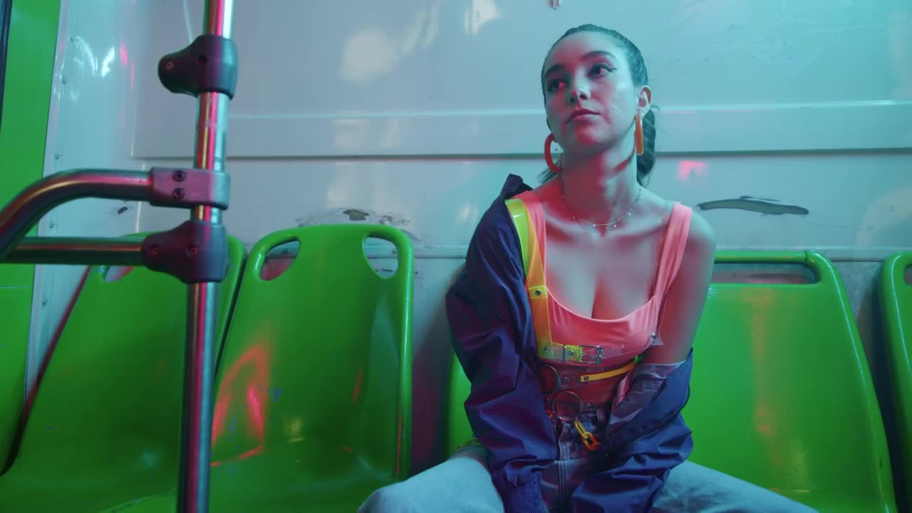 Stock Video Fashion Model Posing On A Bus Live Wallpaper For PC