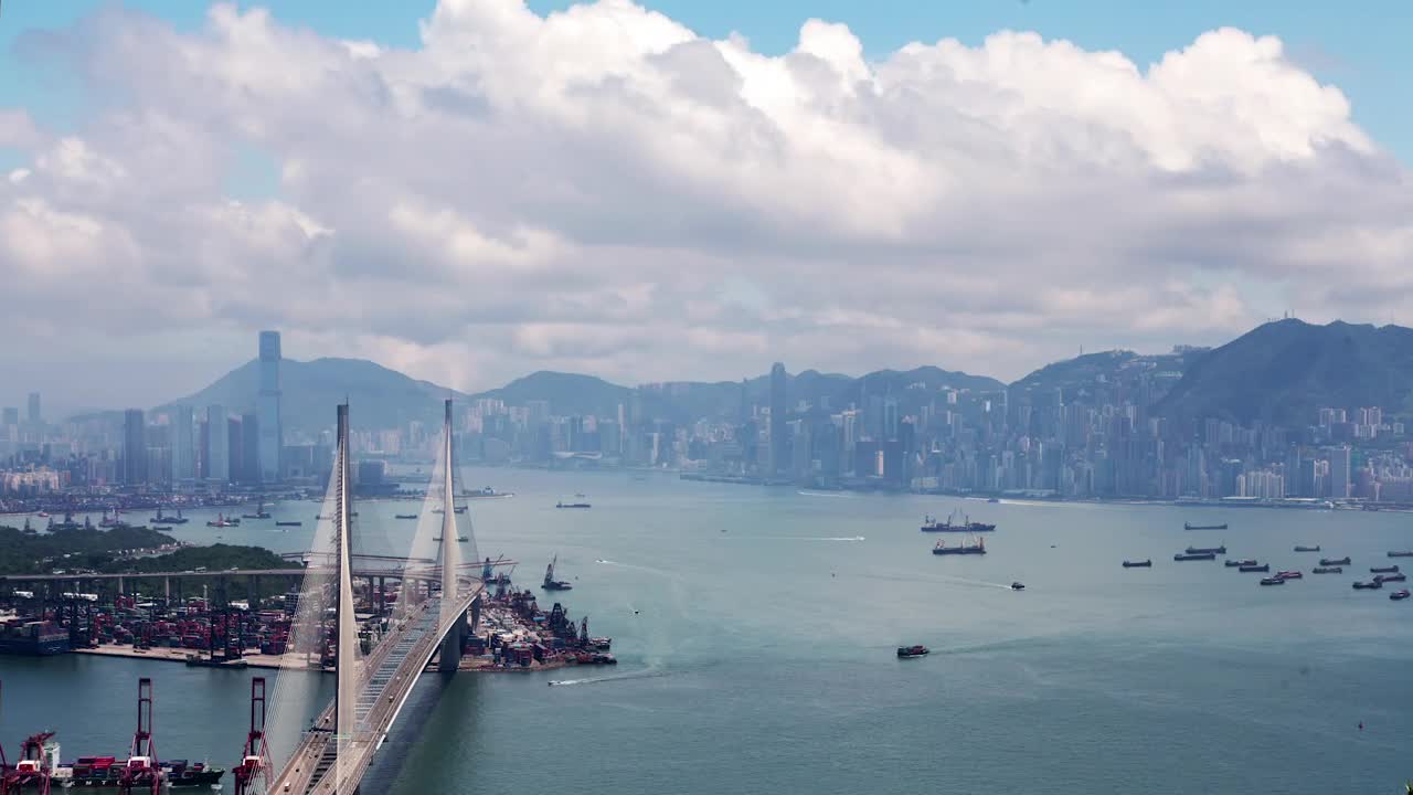 Stock Video Famous Hong Kong Bridge And Cityscape Live Wallpaper For PC