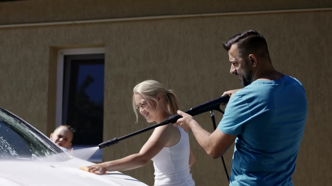 Stock Video Family Washing The Car On A Sunny Day Live Wallpaper For PC